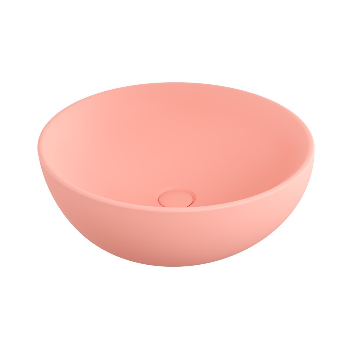 Lavoar, diametru 45 cm, Roz Somon Mat, Power Colour, montaj pe blat, ceramica sanitara, Molis