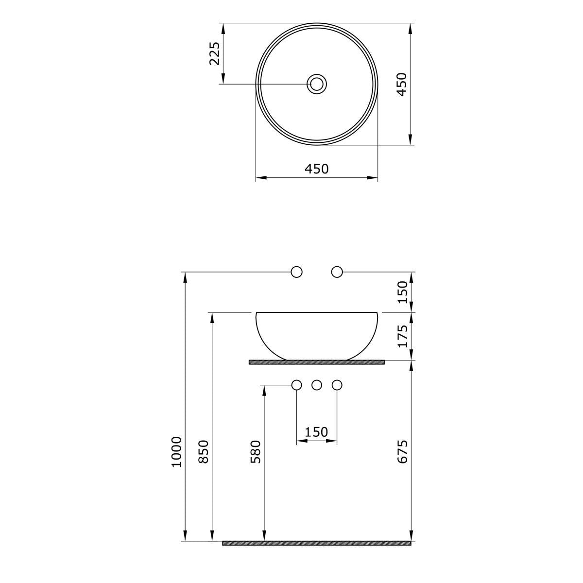 Lavoar, diametru 45 cm, Roz Somon Mat, Power Colour, montaj pe blat, ceramica sanitara, Molis