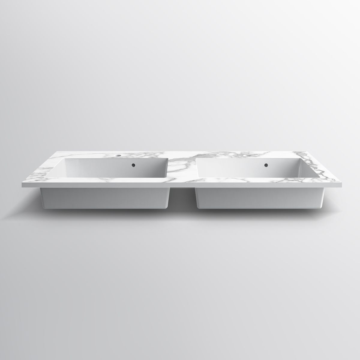 Lavoar dublu, compozit, finisaj Carrara Arabescato, montaj semi-incastrat, 121x54.2 cm, Cortina