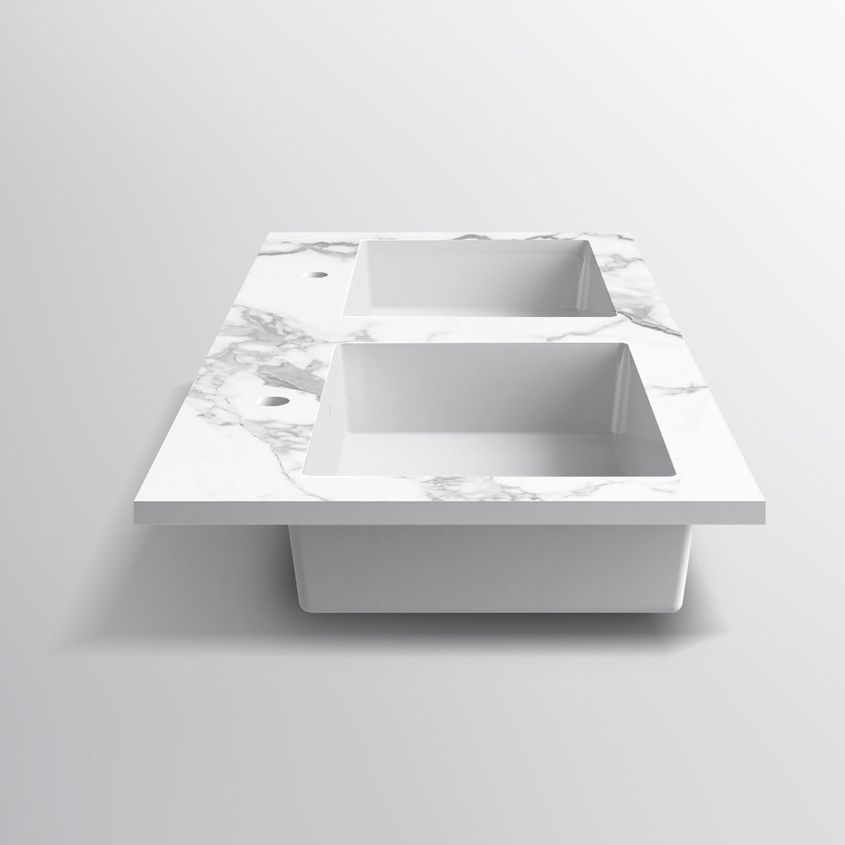 Lavoar dublu, compozit, finisaj Carrara Arabescato, montaj semi-incastrat, 121x54.2 cm, Cortina