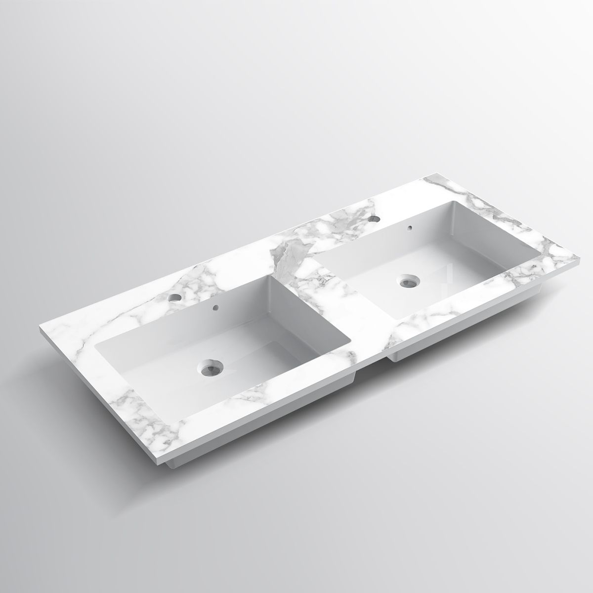 Lavoar dublu, compozit, finisaj Carrara Arabescato, montaj semi-incastrat, 121x54.2 cm, Cortina