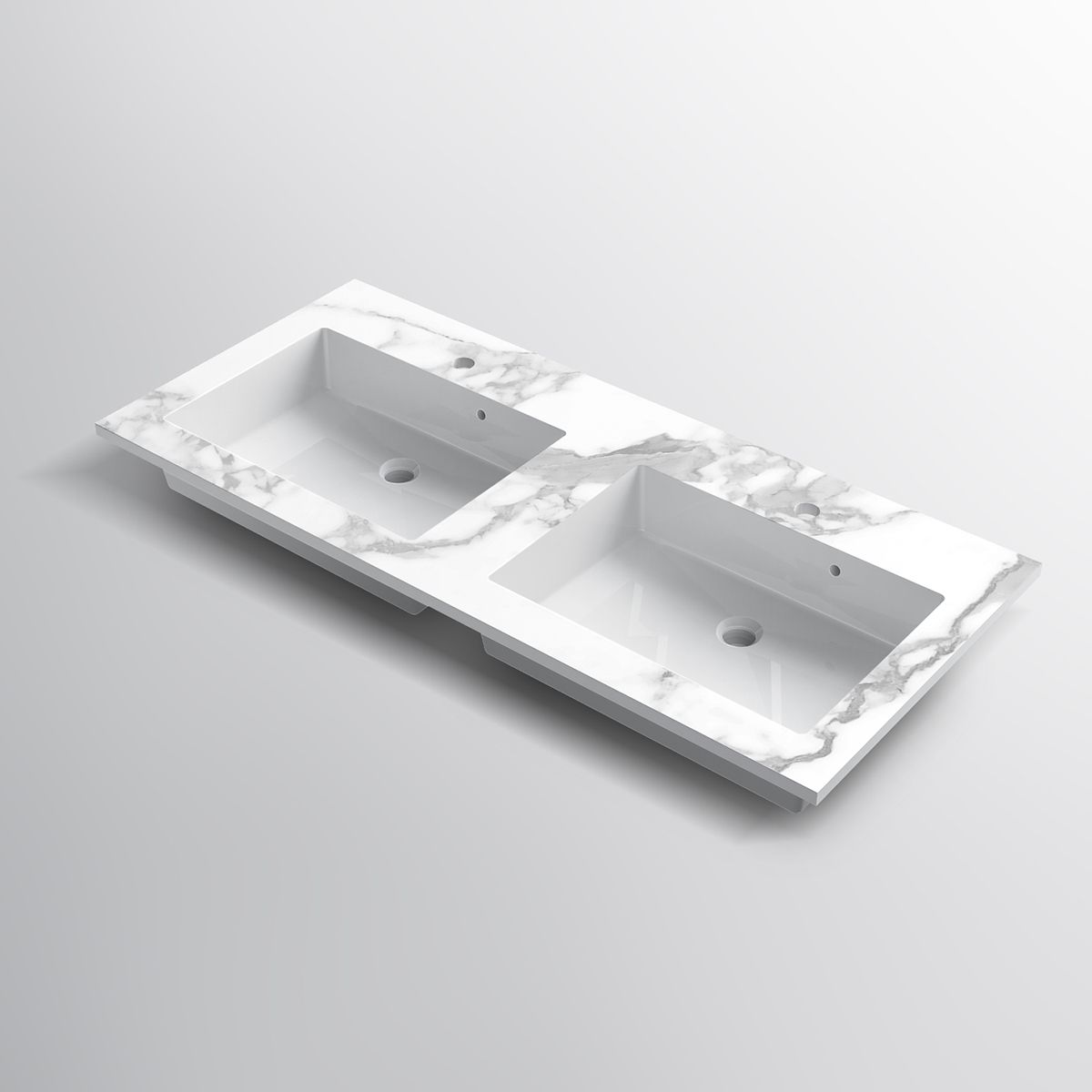 Lavoar dublu, compozit, finisaj Carrara Arabescato, montaj semi-incastrat, 121x54.2 cm, Cortina