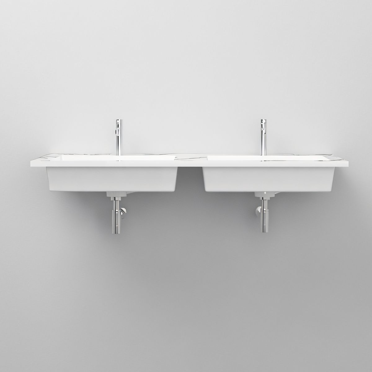 Lavoar dublu, compozit, finisaj Carrara Arabescato, montaj semi-incastrat, 121x54.2 cm, Cortina