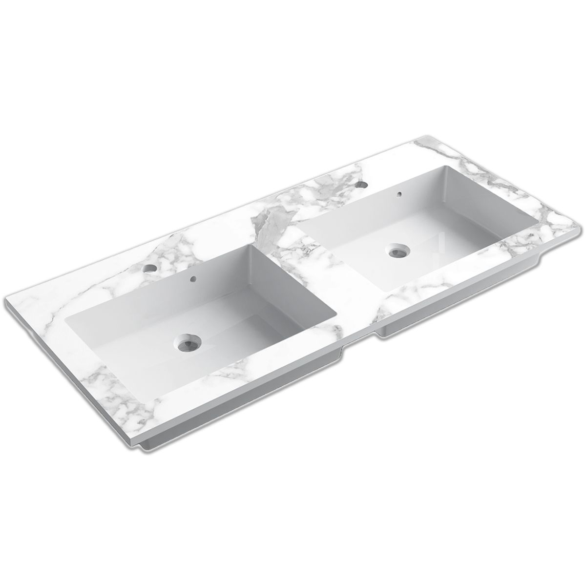 Lavoar dublu, compozit, finisaj Carrara Arabescato, montaj semi-incastrat, 121x54.2 cm, Cortina