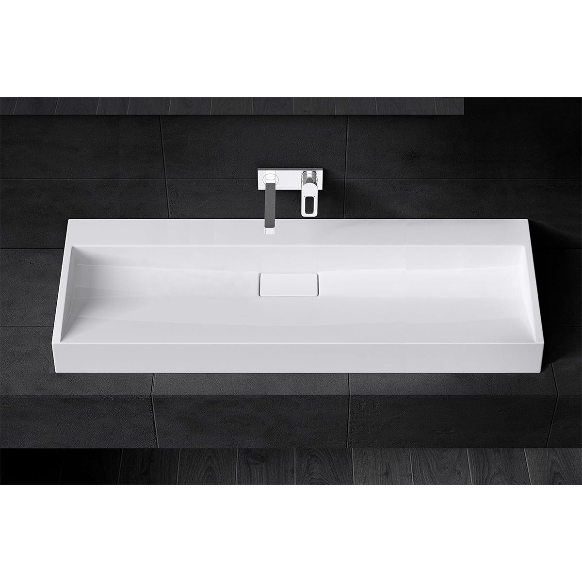 Lavoar Dublu EGO 19, Alb, lucios, 120 cm, compozit marmura, montaj suspendat sau pe blat, fara gaura de baterie