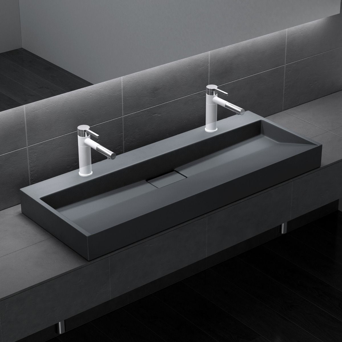Lavoar EGO19, Antracit mat, 120 cm, compozit marmura, montaj suspendat sau pe blat