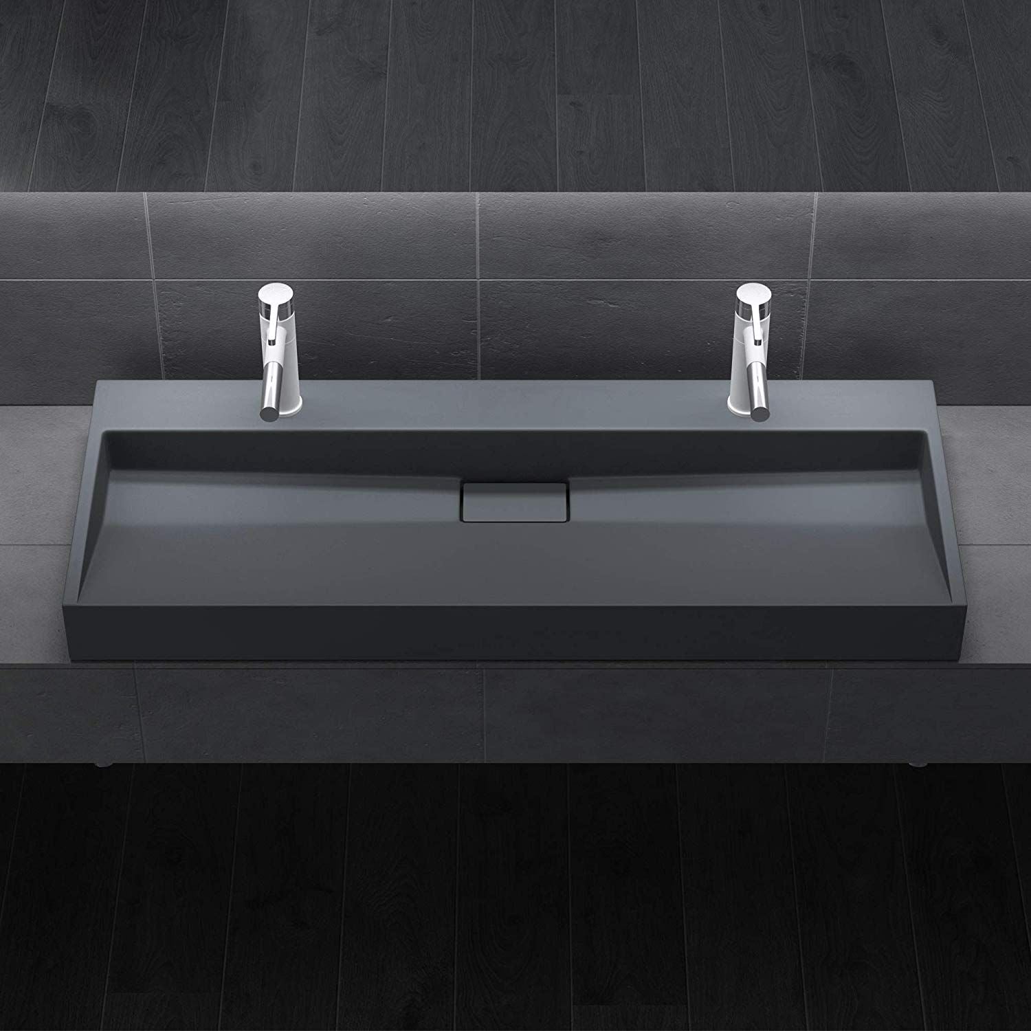 Lavoar EGO19, Antracit mat, 120 cm, compozit marmura, montaj suspendat sau pe blat