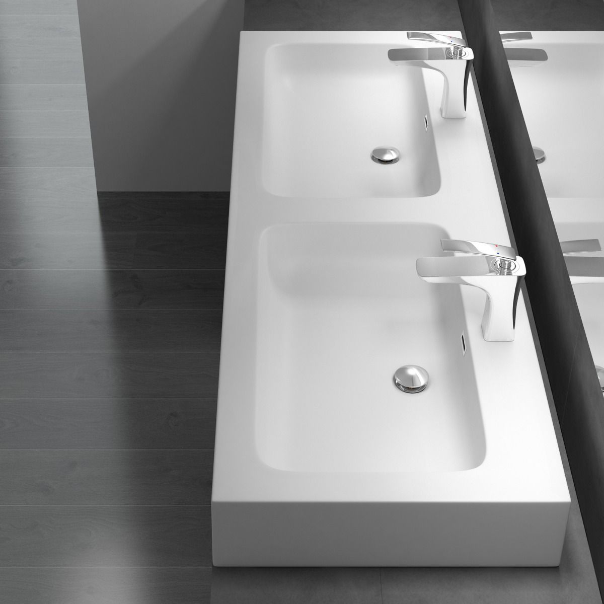 Lavoar EGO-830, compozit de marmura, Alb Mat 140x48 cm