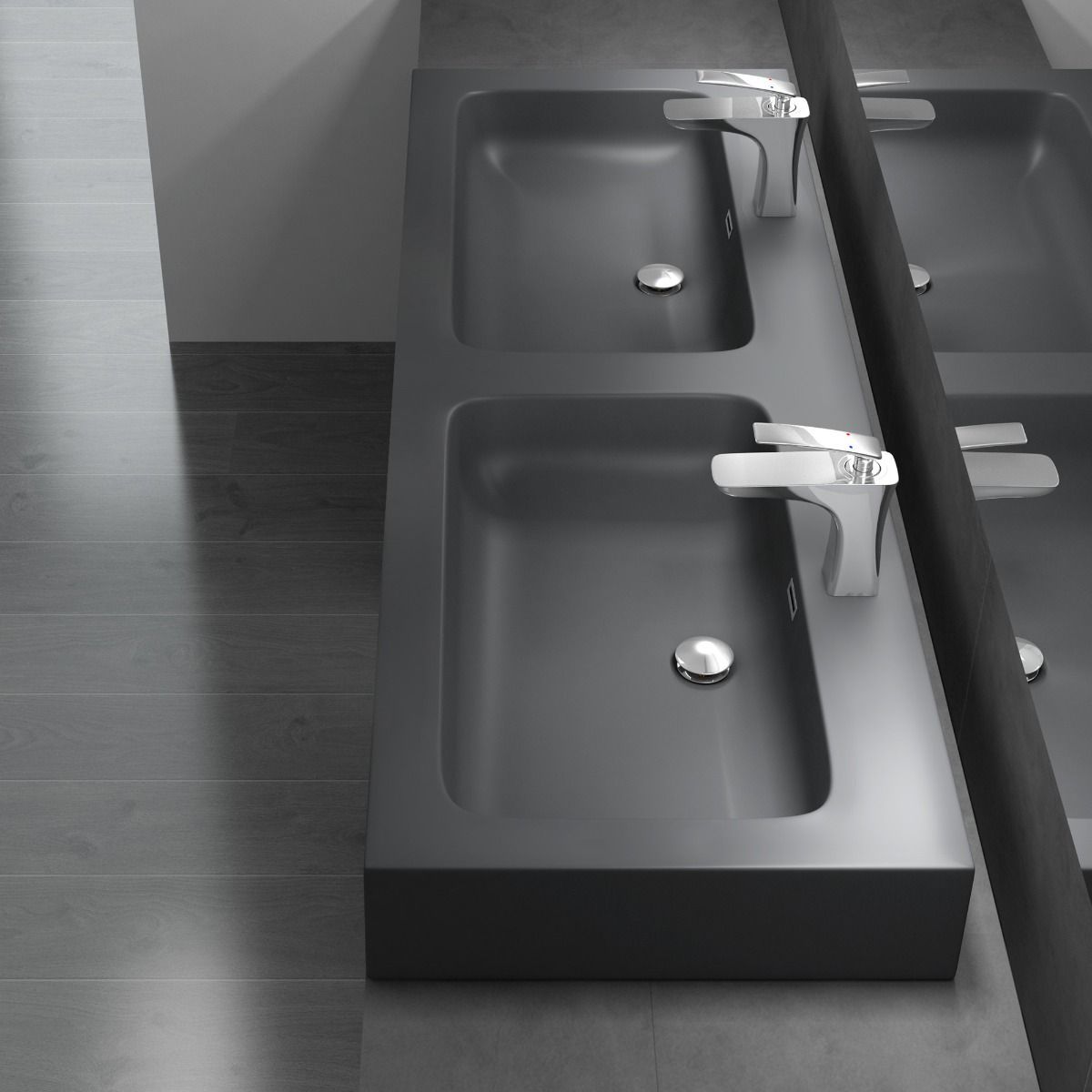 Lavoar EGO-830, compozit de marmura, Antracit Mat 140x48 cm