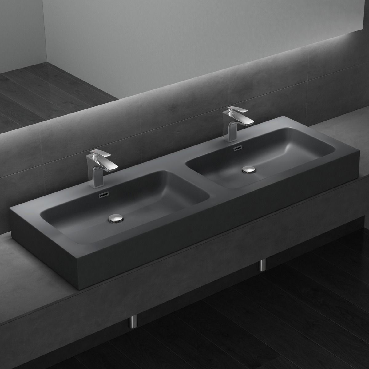 Lavoar EGO-830, compozit de marmura, Antracit Mat 140x48 cm