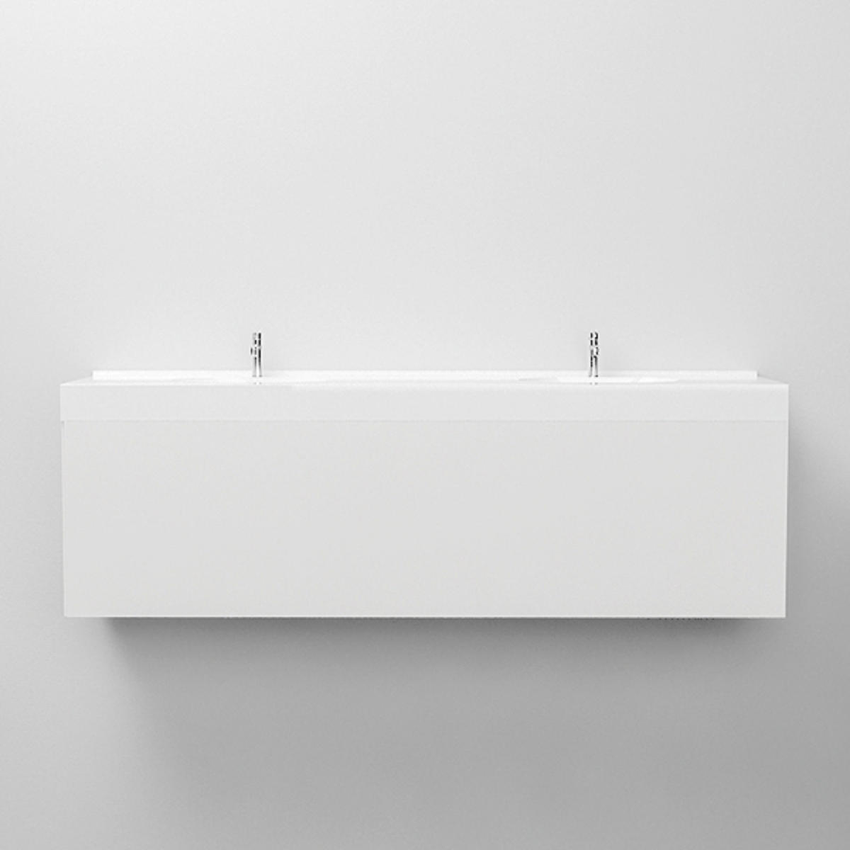 Lavoar dublu Olivia, compozit mineral, montaj suspendat sau pe blat, 200x51 cm