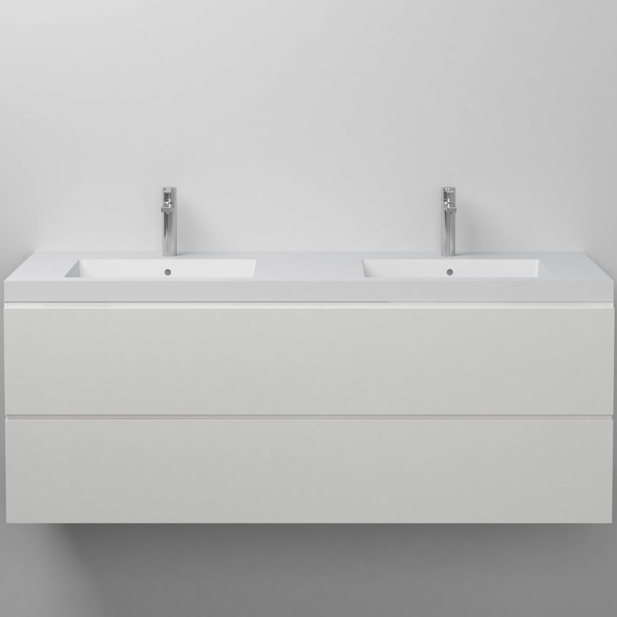 Lavoar dublu Paola, compozit mineral, montaj semi-incastrat, cu 2 gauri de baterie, 140x45 cm