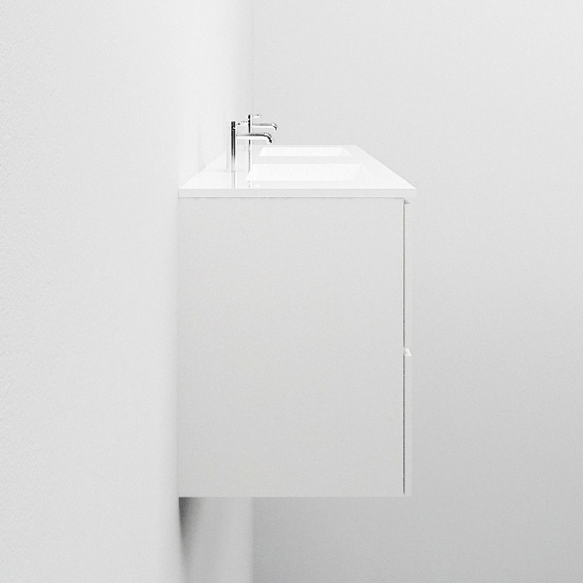 Lavoar dublu Paola, compozit mineral, montaj semi-incastrat, cu 2 gauri de baterie, 150x46 cm