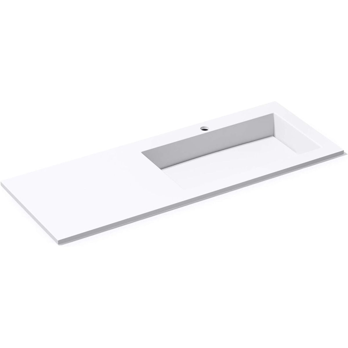 Lavoar cu scurgere ascunsa, compozit, Alb Lucios, montaj semi-incastrat pe blat, capac scurgere, 120x46 cm,  Ego-820