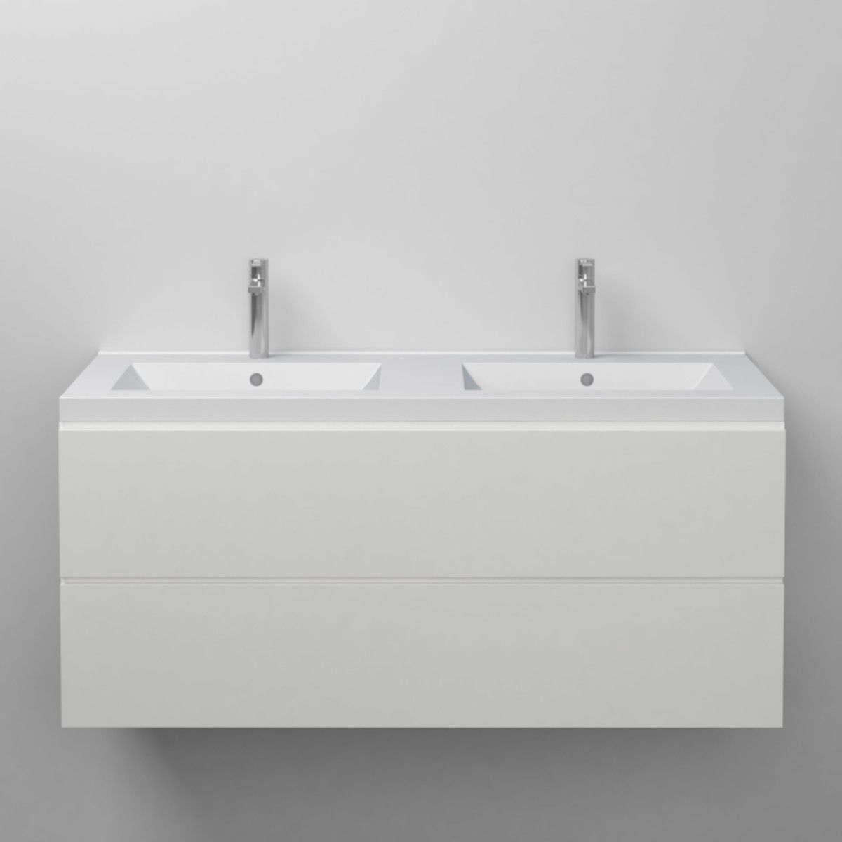 Lavoar dublu Zeta, compozit mineral, montaj semi-incastrat, cu 2 gauri de baterie, 120x50 cm