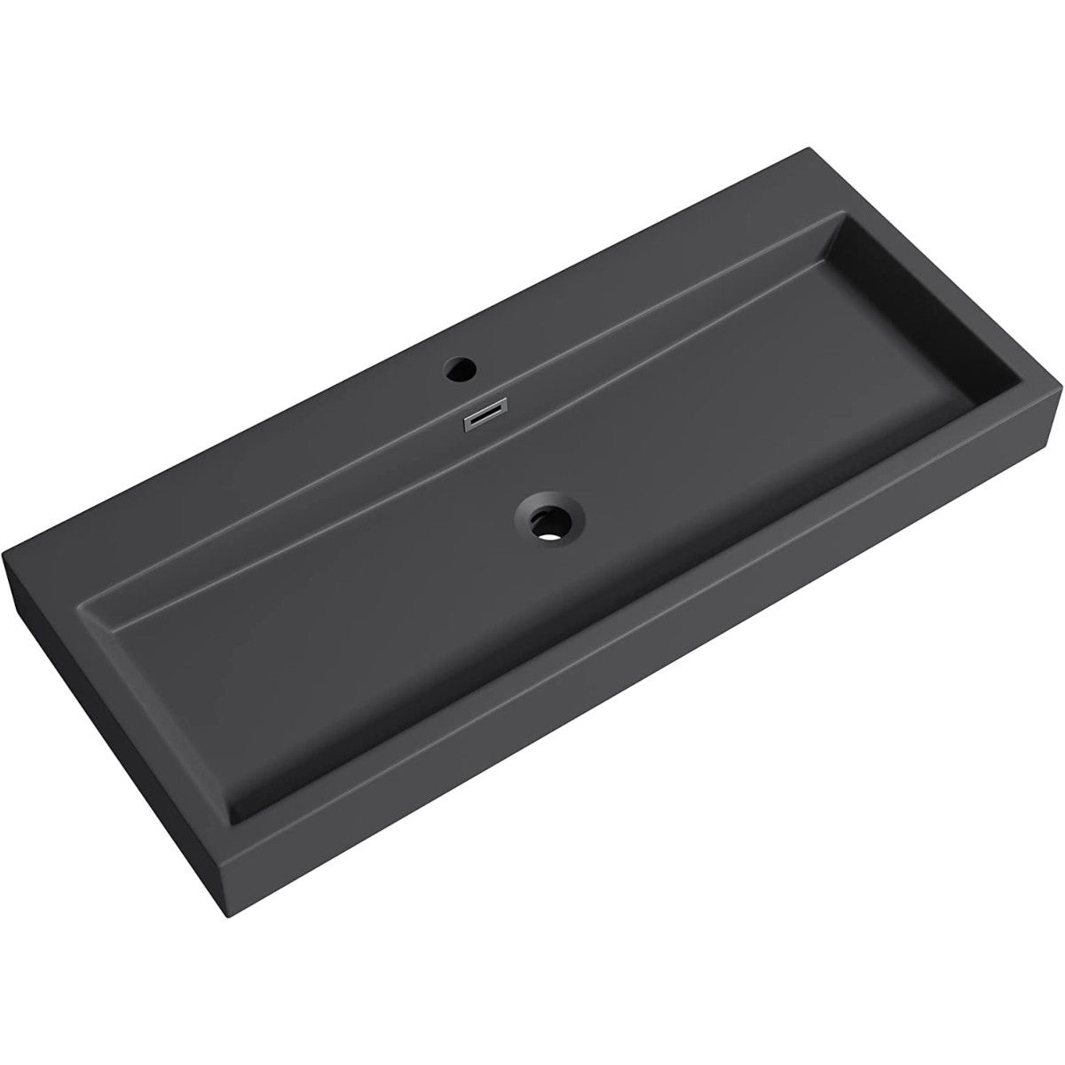 Lavoar EGO 06, Antracit mat, dimensiune: 76.5 cm, montaj pe blat sau suspendat, compozit marmura, cu gaura baterie