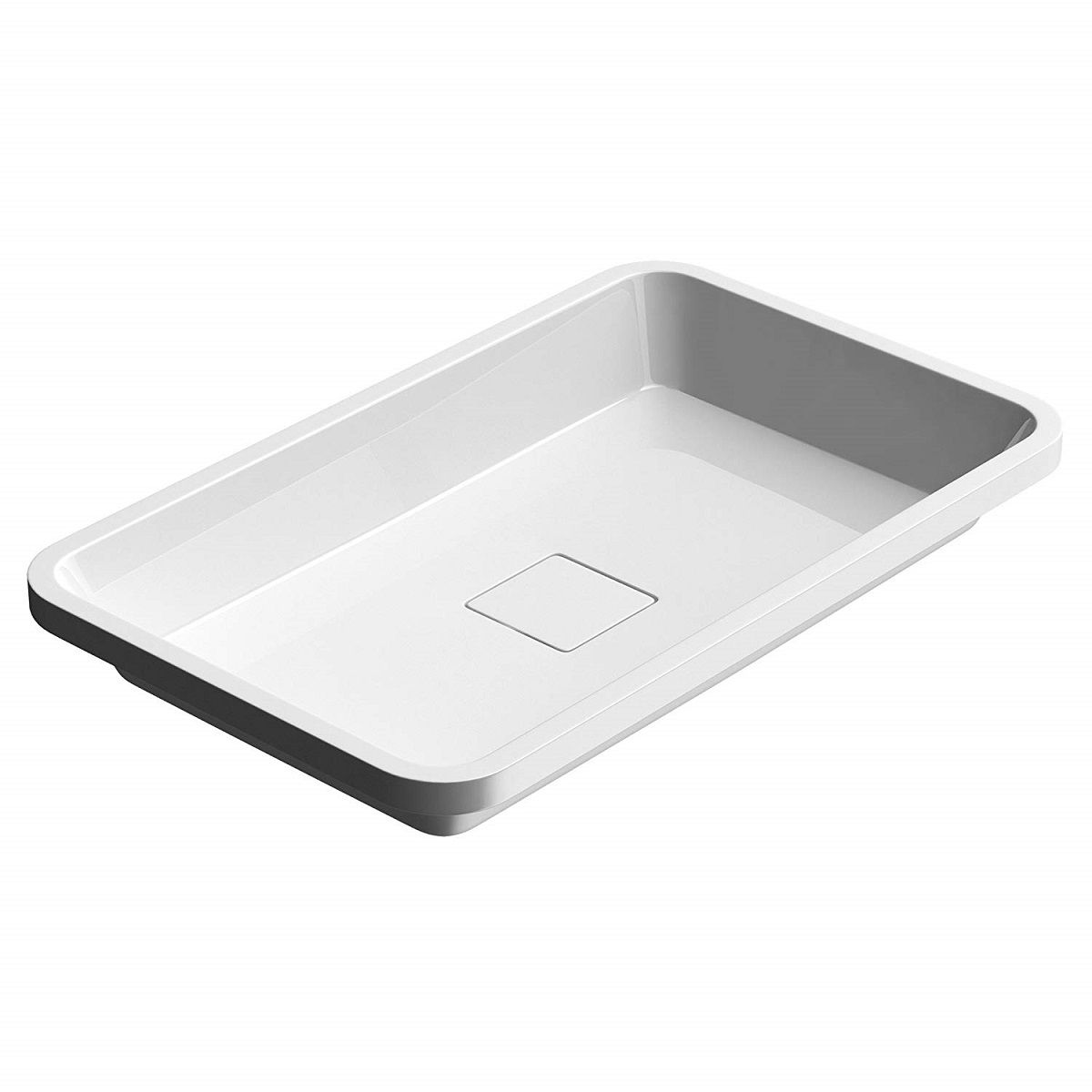 Lavoar EGO 104, Alb Mat, 53x33 cm, montaj semi-incastrat, compozit marmura, scurgere ascunsa
