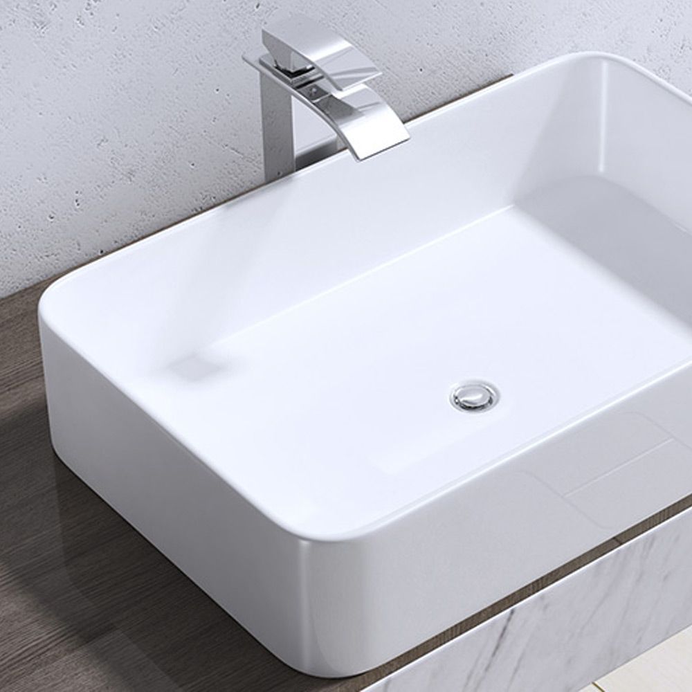 Lavoar EGO 105, Alb, lucios, 58x38 cm, montaj pe blat, ceramica sanitara