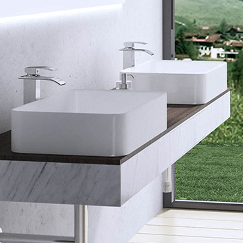Lavoar EGO 105, Alb, lucios, 58x38 cm, montaj pe blat, ceramica sanitara