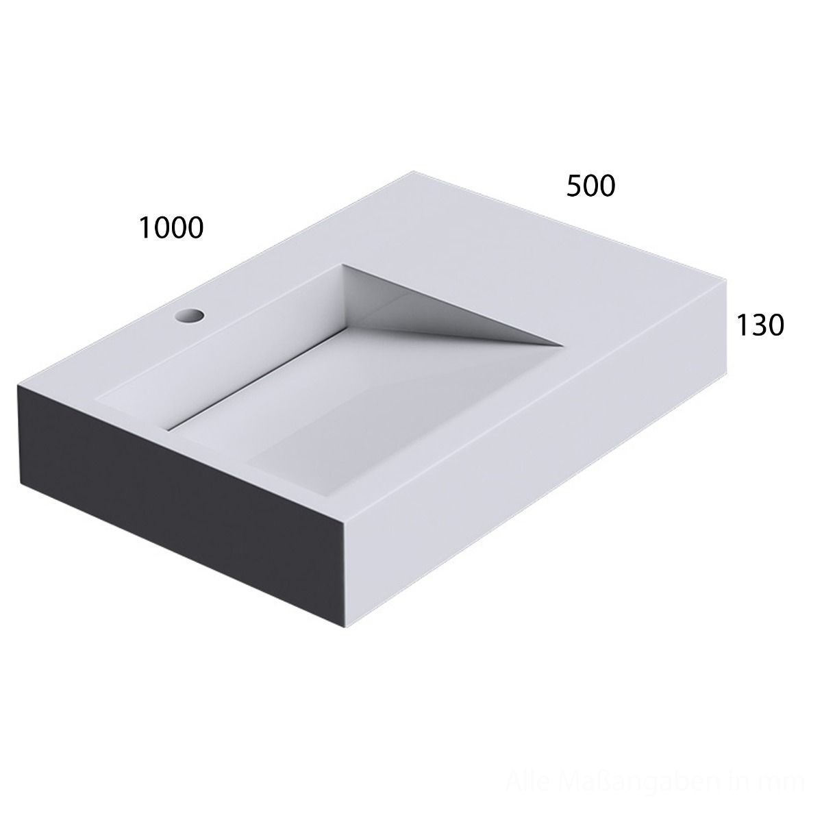 Lavoar EGO 11, Alb, lucios, 100x50cm, compozit marmura, montaj pe blat sau suspendat, scurgere ascunsa, cu gaura baterie