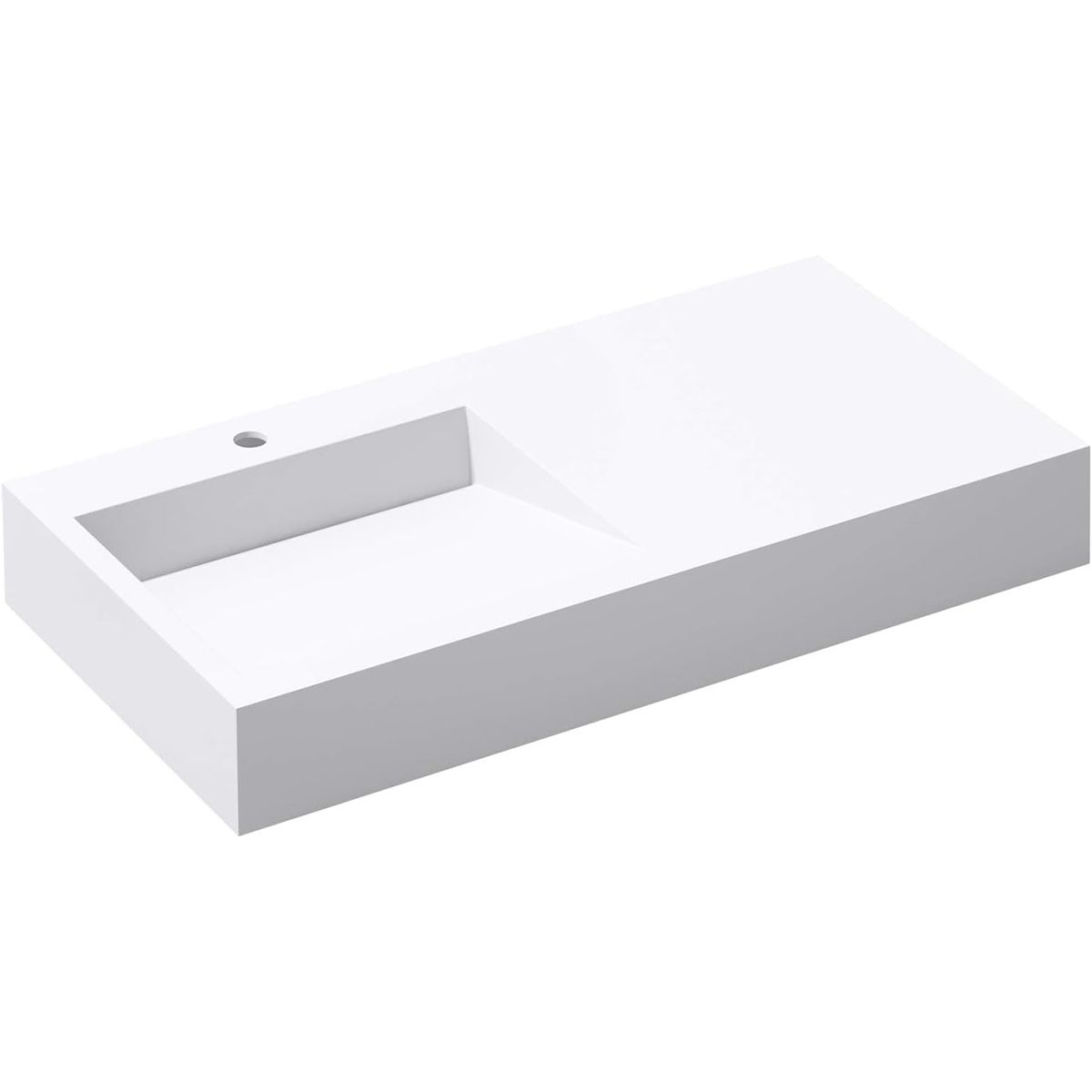 Lavoar EGO 11, Alb, lucios, 100x50cm, compozit marmura, montaj pe blat sau suspendat, scurgere ascunsa, cu gaura baterie