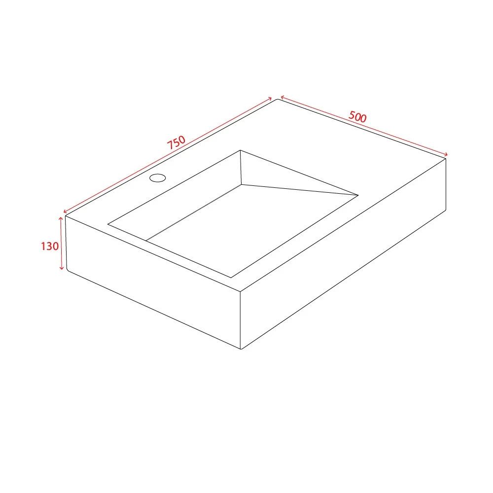 Lavoar EGO 11, Alb, lucios, 75x50 cm, compozit marmura, montaj pe blat sau suspendat, scurgere ascunsa, cu gaura baterie