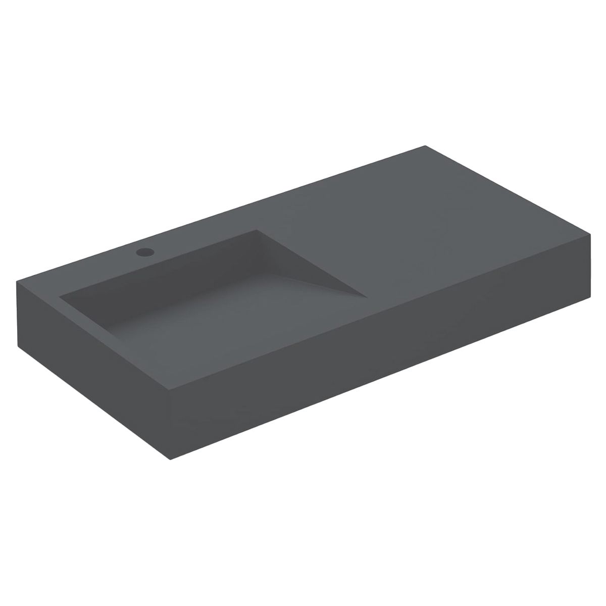 Lavoar EGO 11, Antracit Mat, 100x50 cm, compozit marmura, montaj pe blat sau suspendat, scurgere ascunsa, cu gaura baterie