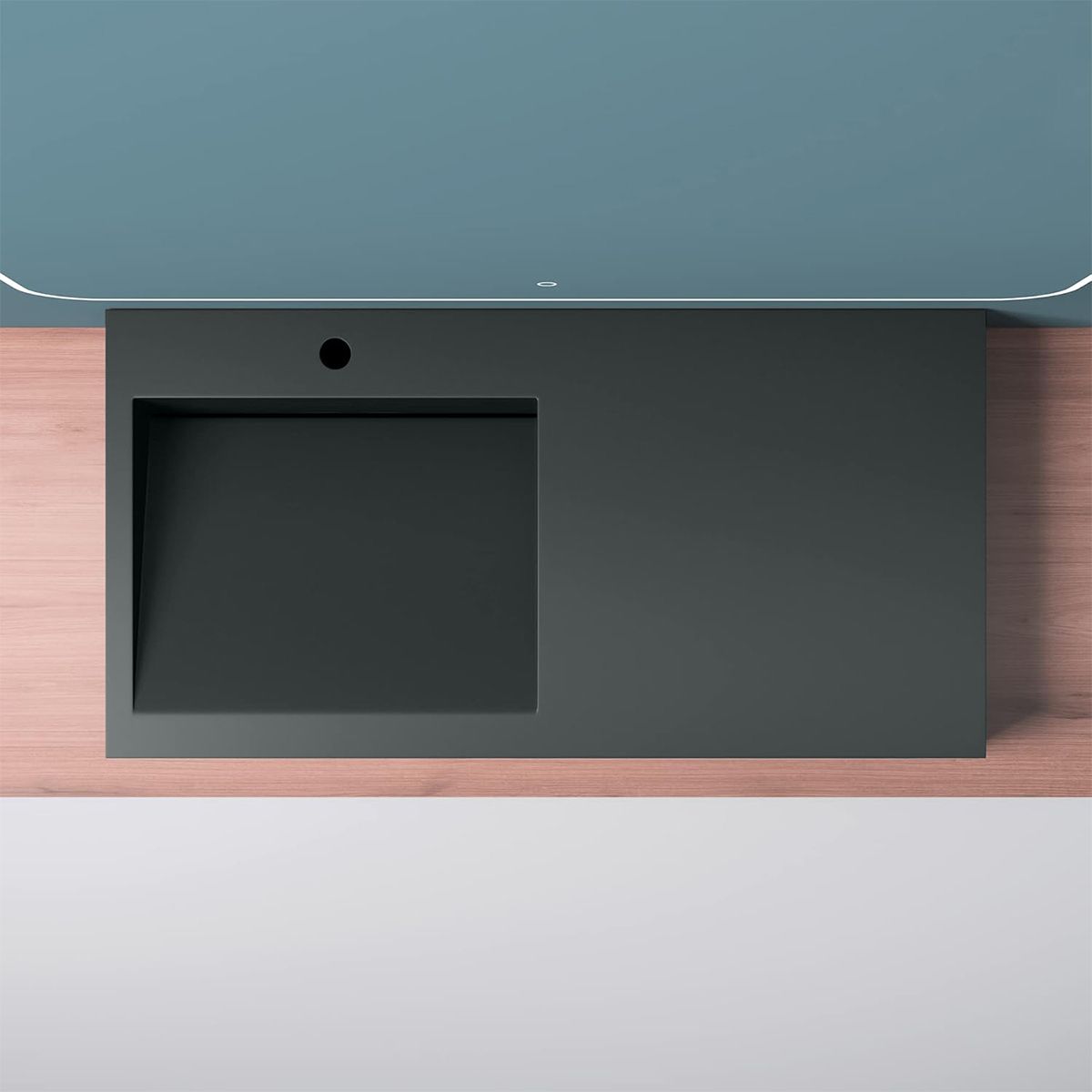 Lavoar EGO 11, Antracit Mat, 100x50 cm, compozit marmura, montaj pe blat sau suspendat, scurgere ascunsa, cu gaura baterie