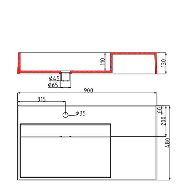 Lavoar EGO12, compozit marmura, montaj pe blat sau suspendat, 90x48 cm, scurgere mascata