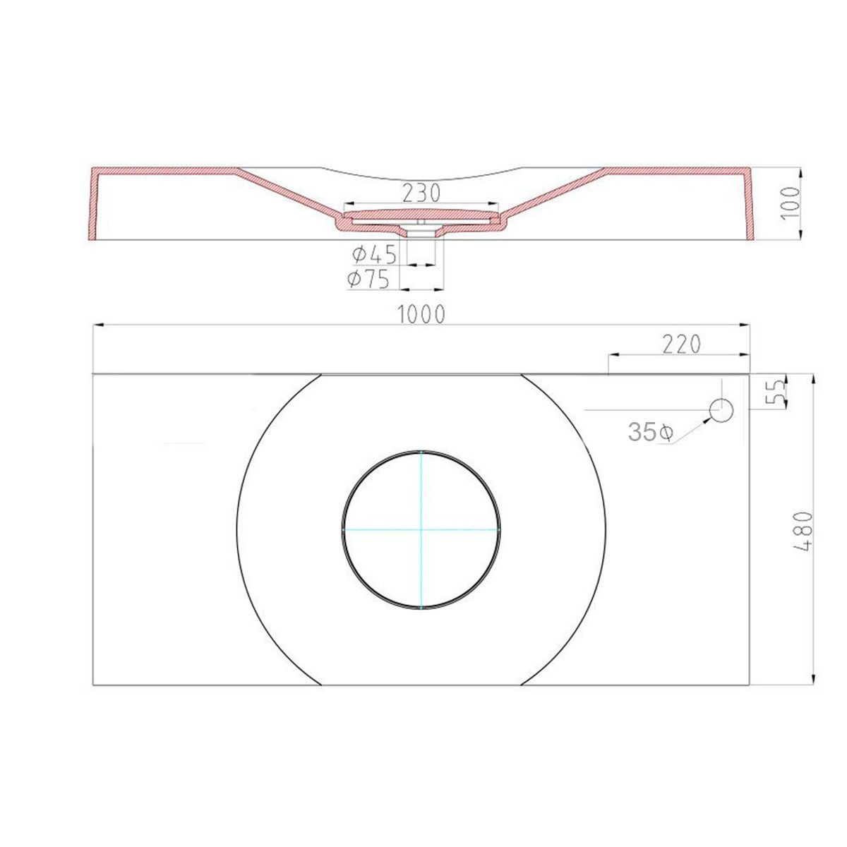 Lavoar EGO 15R, Alb, lucios,scurgere ascunsa, montaj pe blat sau suspendat, compozit marmura, 100x48 cm, gaura baterie dreapta