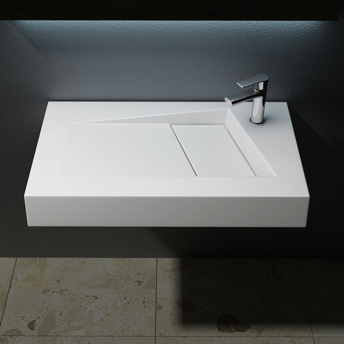 Lavoar EGO-17 , compozit marmura, montaj pe blat sau suspendat, scurgere ascunsa, 80x46