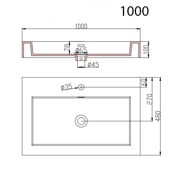 Lavoar EGO 18, Antracit mat, montaj suspendat sau incastrat, dimensiune 100 cm, compozit marmura