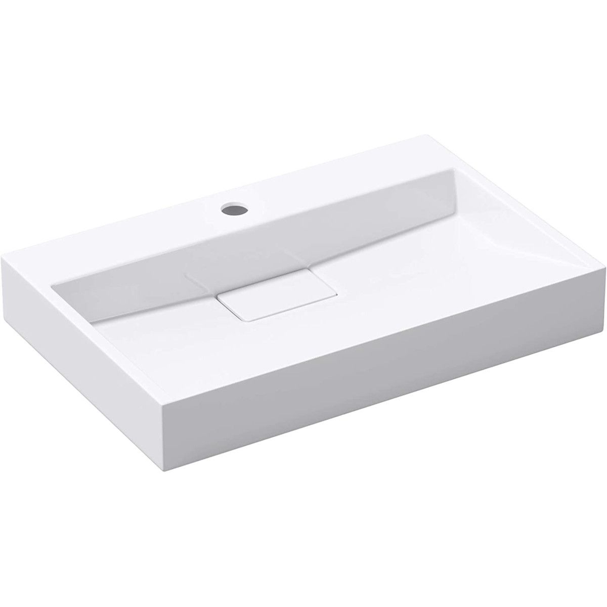 Lavoar EGO 19, Alb, lucios, compozit marmura, dimensiuni intre 50-100 cm, suspendat sau pe blat, cu o gaura baterie