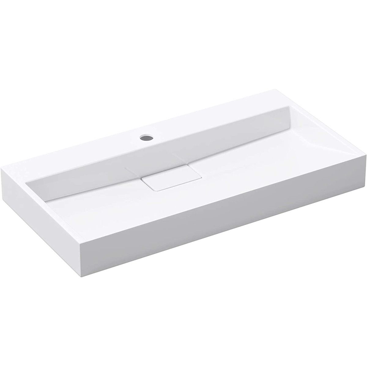 Lavoar EGO 19, Alb, lucios, compozit marmura, dimensiuni intre 50-100 cm, suspendat sau pe blat, cu o gaura baterie