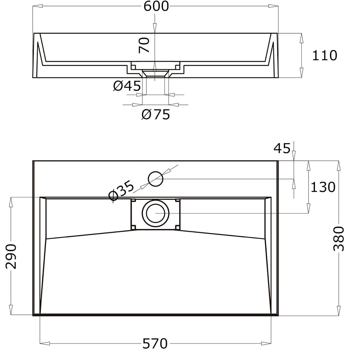 Lavoar EGO 19, Alb, lucios, compozit marmura, dimensiuni intre 50-100 cm, suspendat sau pe blat, cu o gaura baterie