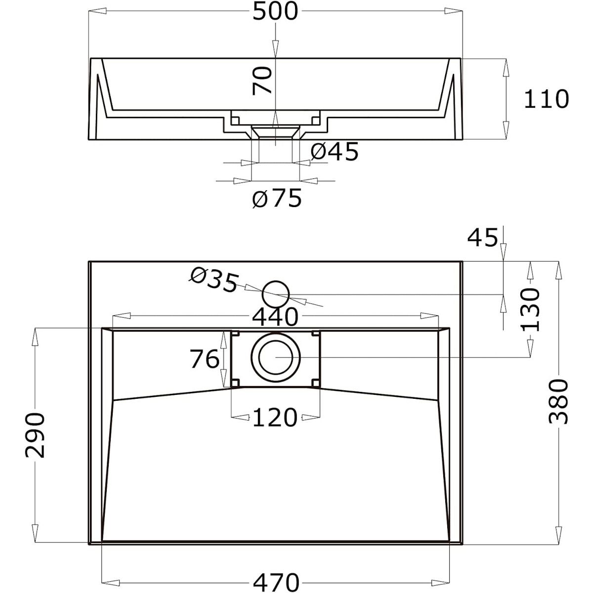 Lavoar EGO 19, Alb, lucios, compozit marmura, dimensiuni intre 50-100 cm, suspendat sau pe blat, cu o gaura baterie