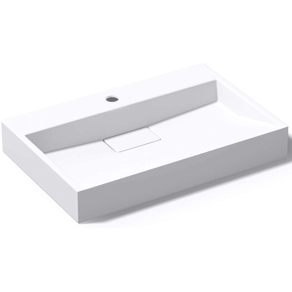 Lavoar EGO 19, Alb, mat, dimensiuni intre 60-90 cm, compozit marmura, montaj suspendat sau pe blat, cu o gaura de baterie