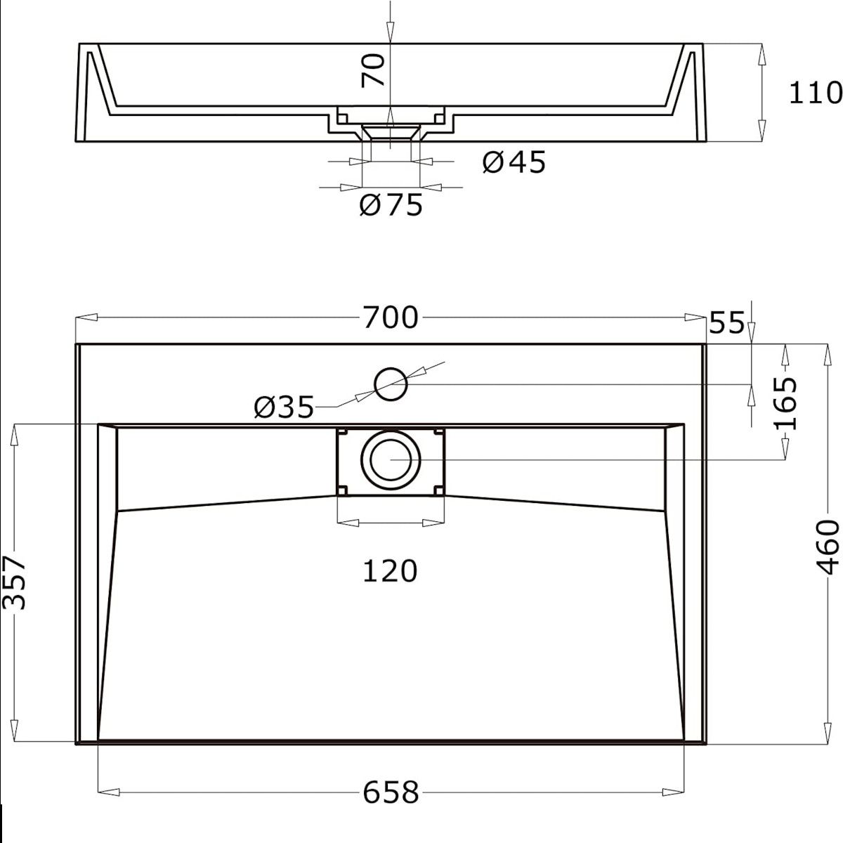 Lavoar EGO 19, Alb, mat, dimensiuni intre 60-90 cm, compozit marmura, montaj suspendat sau pe blat, cu o gaura de baterie