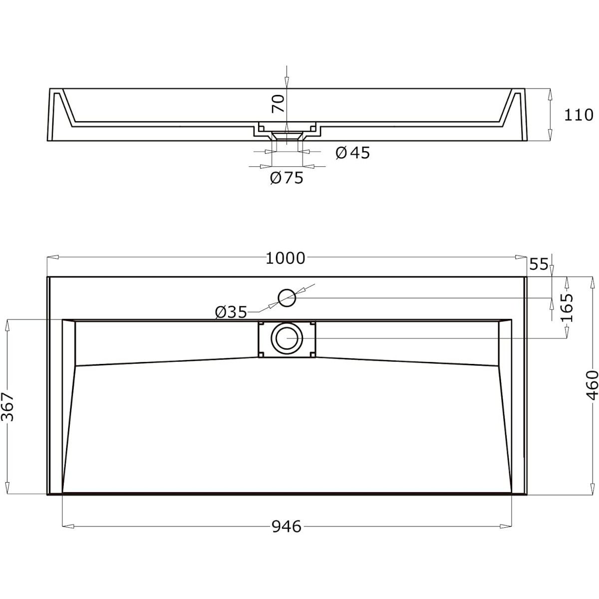 Lavoar EGO 19, Antracit mat, dimensiuni intre 50-100 cm, compozit marmura, montaj suspendat sau pe blat, cu o gaura de baterie