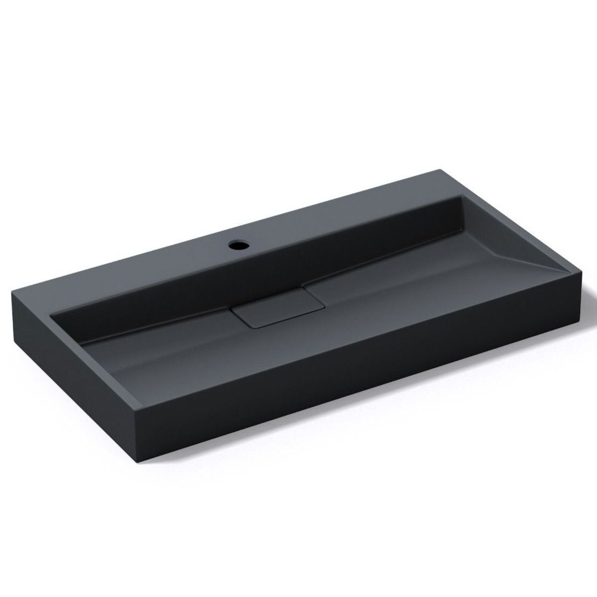 Lavoar EGO 19, Antracit mat, dimensiuni intre 50-100 cm, compozit marmura, montaj suspendat sau pe blat, cu o gaura de baterie