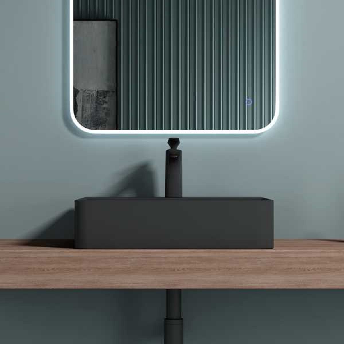 Lavoar Ego 201, Antracit Mat, 42, 50, 60 x 42 cm, montaj pe blat sau suspendat, cu o gaura de baterie, ceramica sanitara