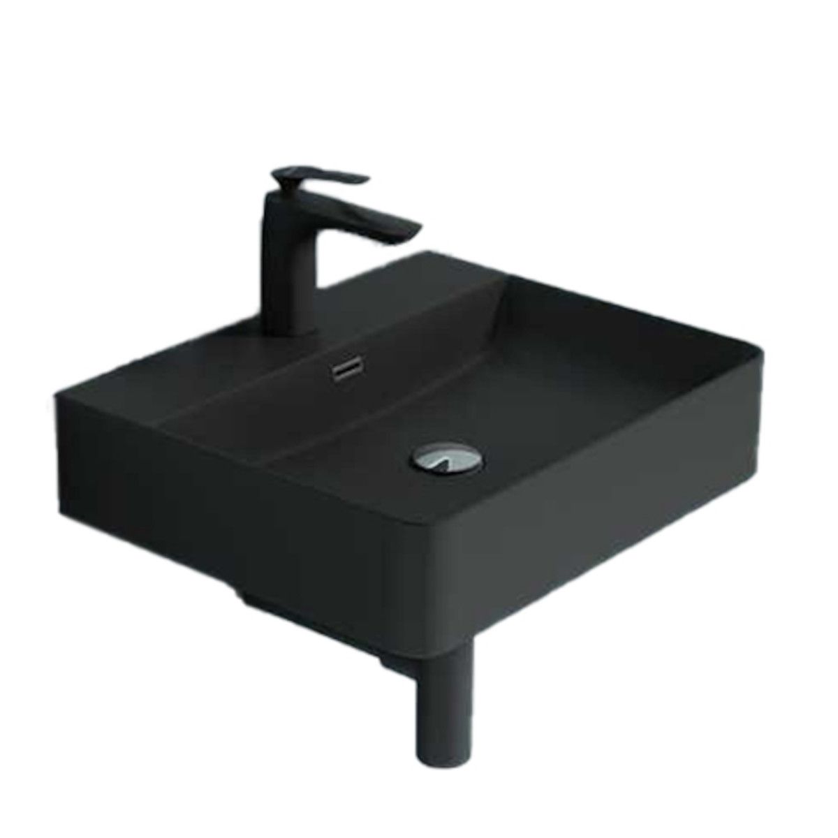 Lavoar Ego 201, Antracit Mat, 42, 50, 60 x 42 cm, montaj pe blat sau suspendat, cu o gaura de baterie, ceramica sanitara