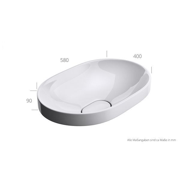 Lavoar EGO 50006A, Alb, lucios, 58x48 cm, montaj Semi-Incastrat, ceramica sanitara, fara gaura baterie