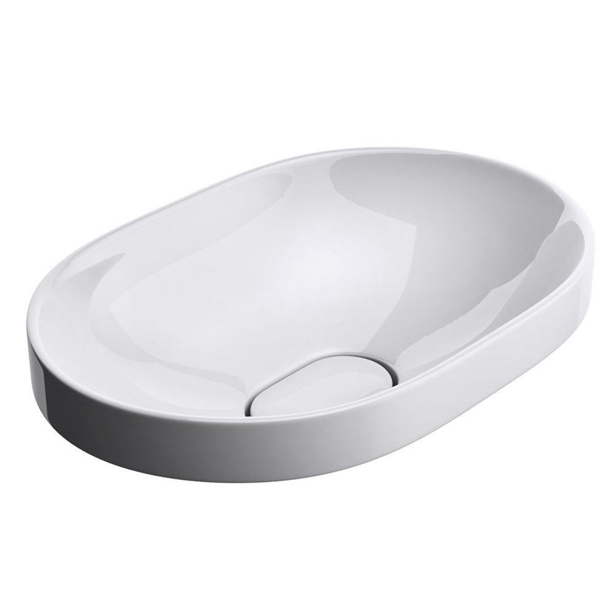Lavoar EGO 50006A, Alb, lucios, 58x48 cm, montaj Semi-Incastrat, ceramica sanitara, fara gaura baterie