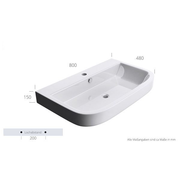 Lavoar EGO-5021, ceramica sanitara, montaj pe blat sau suspendat, 80x48 cm