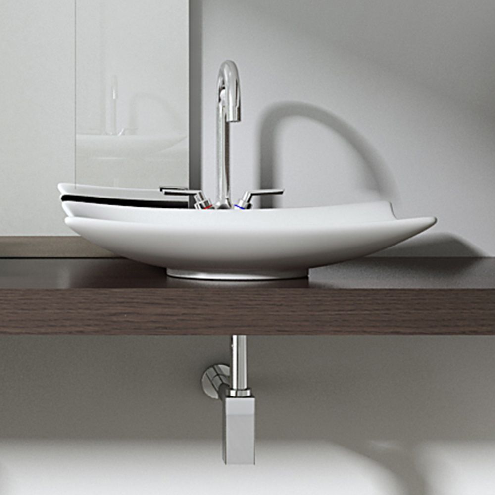 Lavoar EGO 5096, Alb, lucios, 60x40 cm, montaj pe blat, ceramica sanitara