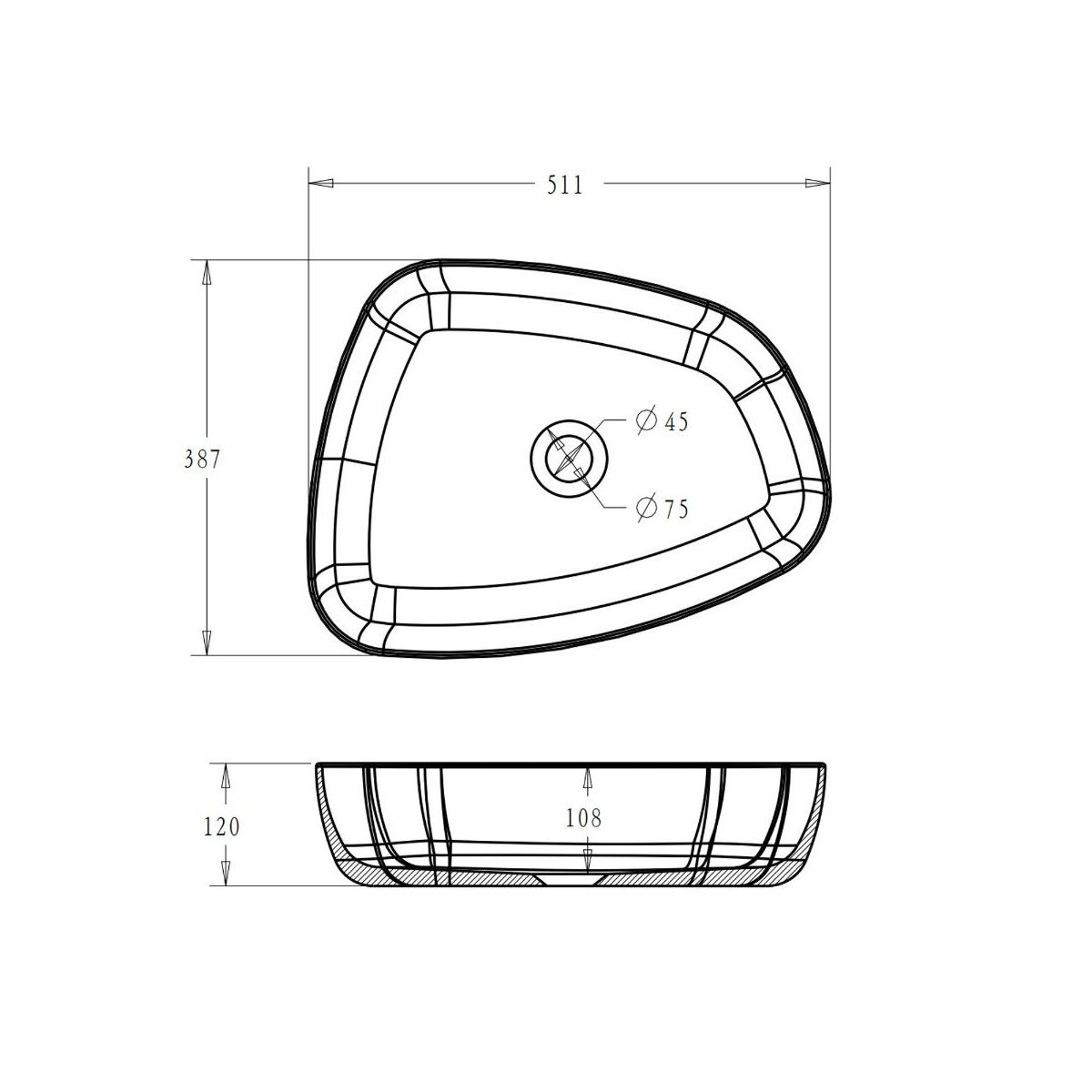 Lavoar EGO 806, Alb, mat, 51.1x38.7 cm, montaj pe blat, compozit de marmura