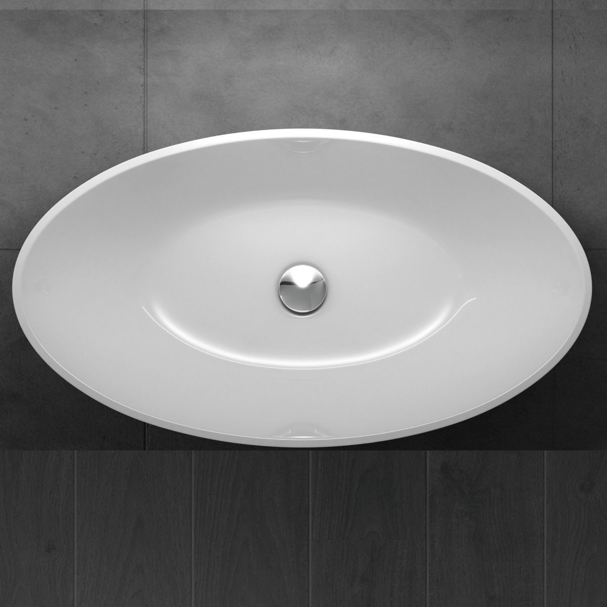 Lavoar EGO 807, Alb ,lucios, 62.5x34.5 cm, montaj pe blat, compozit marmura