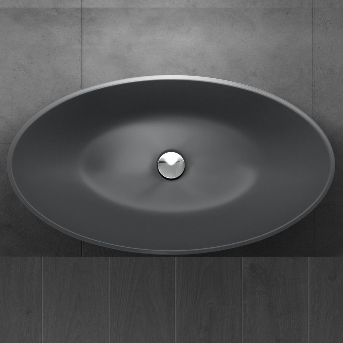 Lavoar EGO 807, Antracit ,mat, 62.5x34.5 cm, montaj pe blat, compozit marmura
