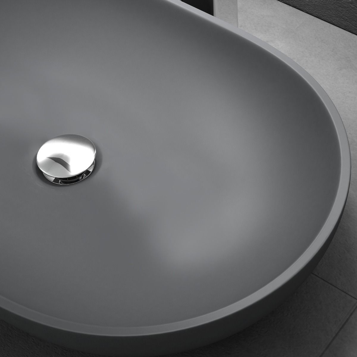 Lavoar EGO 808, Antracit, mat, 54x34 cm, montaj pe blat, compozit marmura